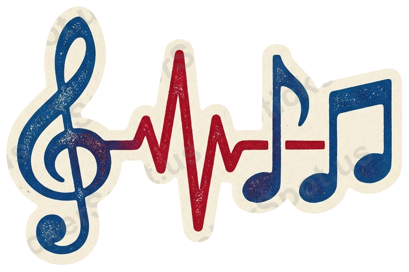 Treble Clef Dynamic Heartbeat Musical Notes Sticker