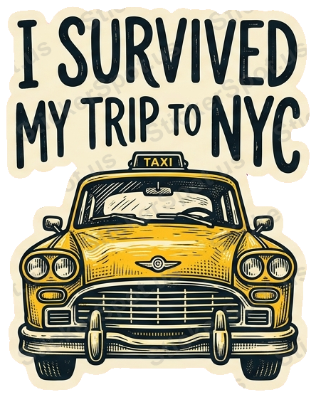 I Survived My Trip to NYC Vintage Taxi Art