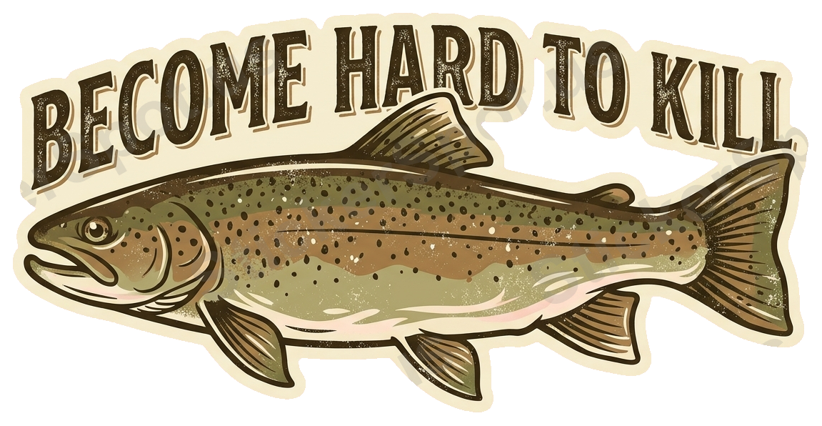Become Hard To Kill Trout Vintage Fishing Art