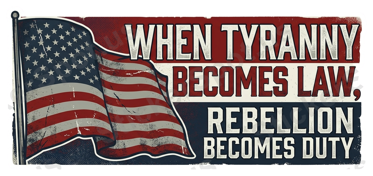 WHEN TYRANNY BECOMES LAW, REBELLION DUTY Sticker Patriotic