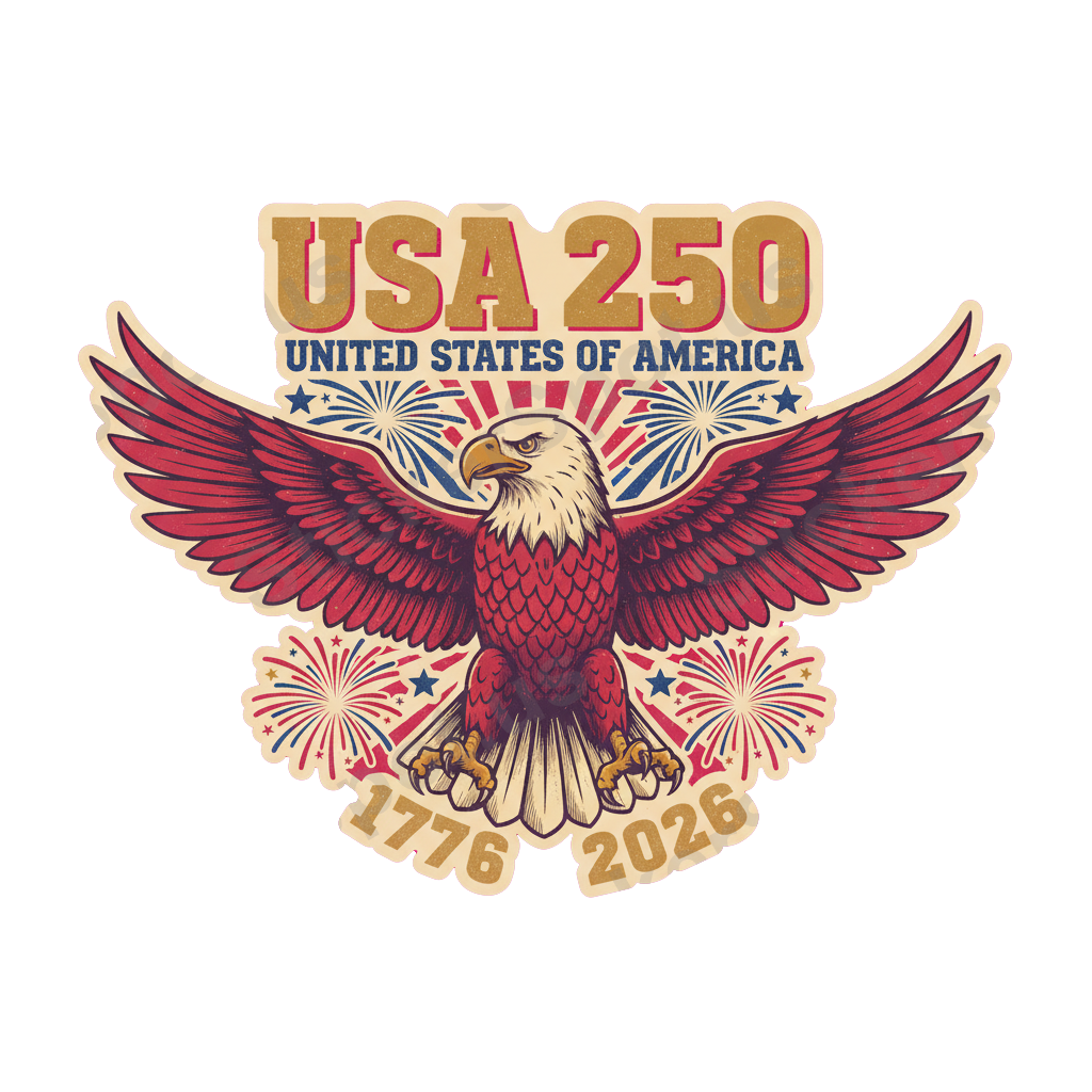 USA 250 Bald Eagle Vintage Patriotic Poster