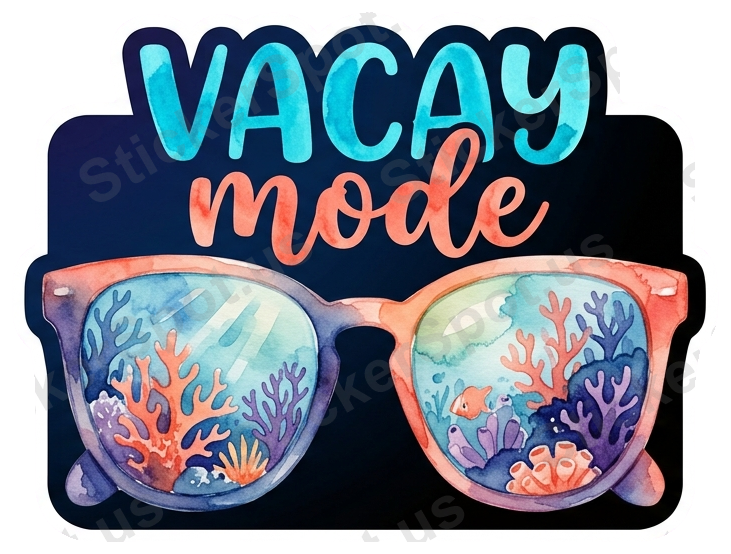 Vacay Mode Beach Vacation Watercolor Sunglasses