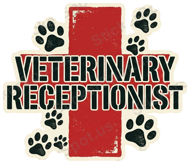 Veterinary Receptionist Retro Paw Print Design