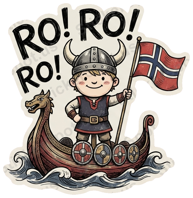 Cheerful Viking Boy Norse Boat Adventure