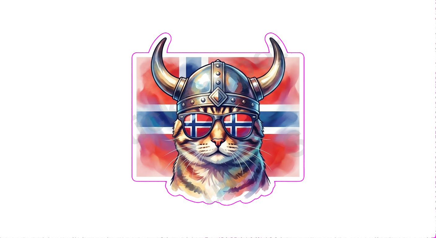 Viking Cat Playful Feline Helmet Sunglasses Sticker
