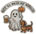 Off to Walk My Weenie Halloween Ghost Dog