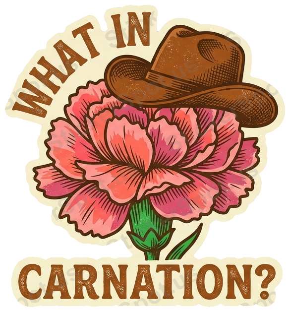 What in Carnation Vintage Cowboy Floral Art