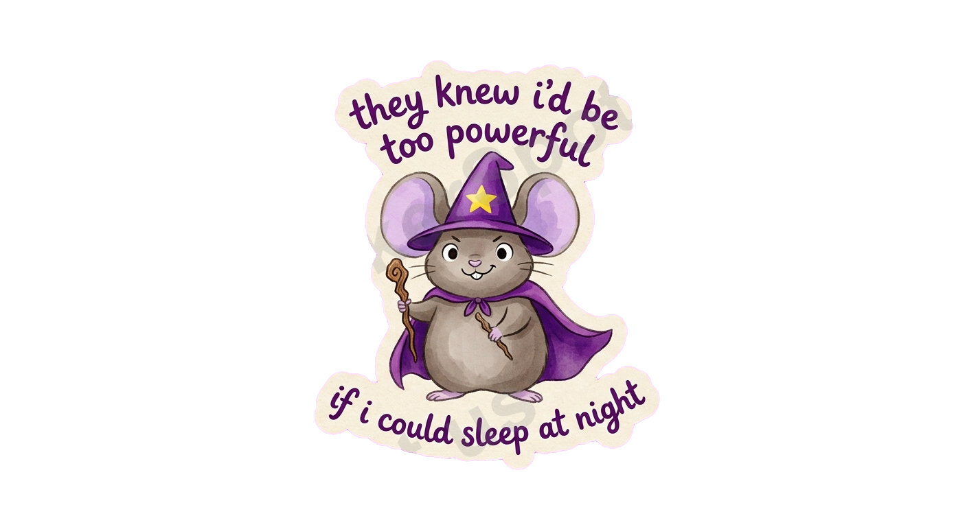 Whimsical Mouse Wizard Quote Die-Cut Design