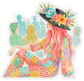 Whimsical Floral Hat Girl Watercolor Art