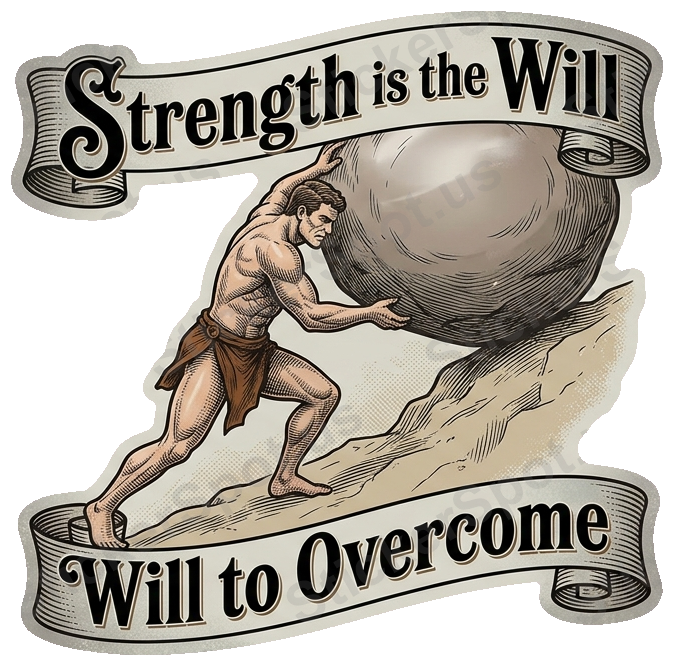 Strength Is the Will to Overcome Vintage Motivational Art