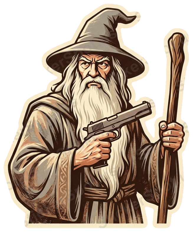 Wizard Edgy Vintage Propaganda Design Sticker