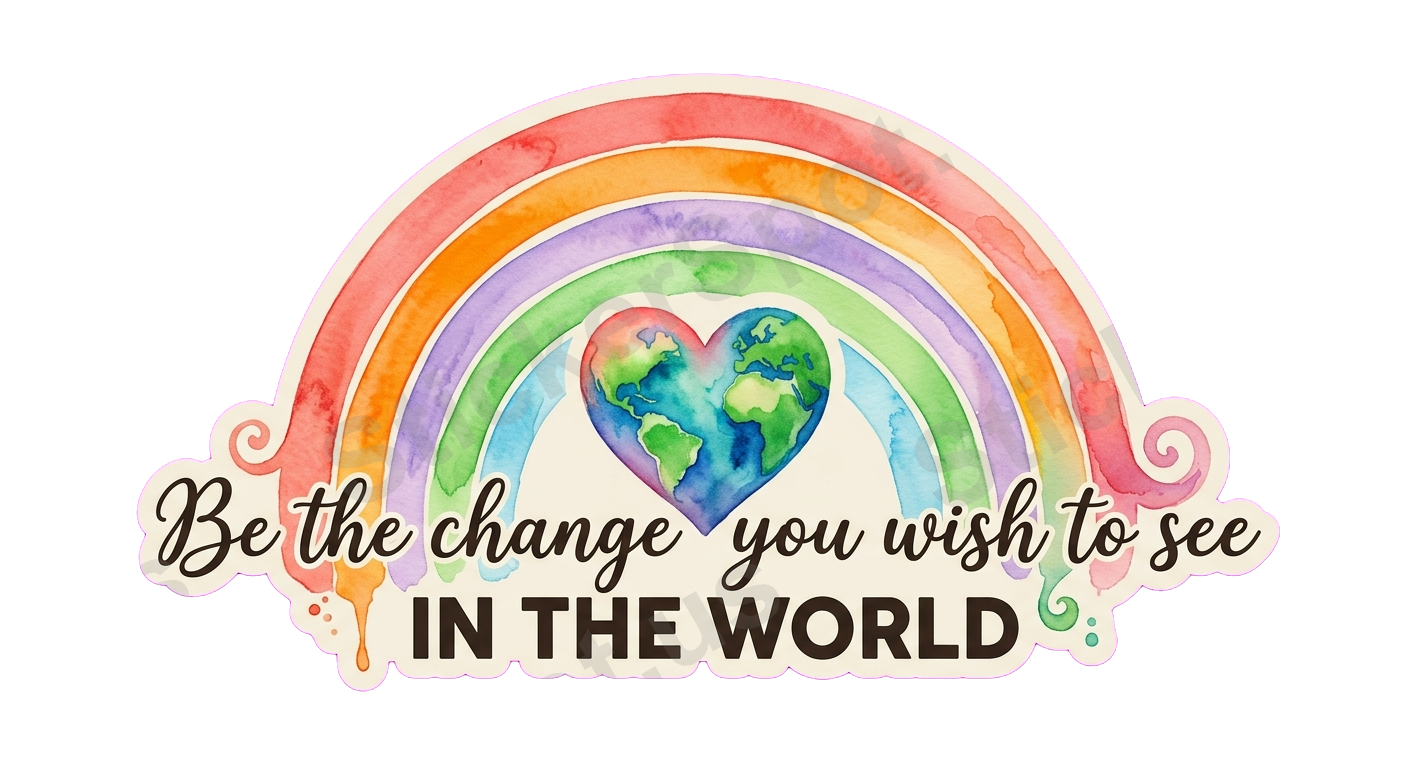 Be the Change Rainbow Heart Inspirational Design