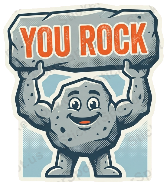 You Rock Retro Motivational Rock Mascot